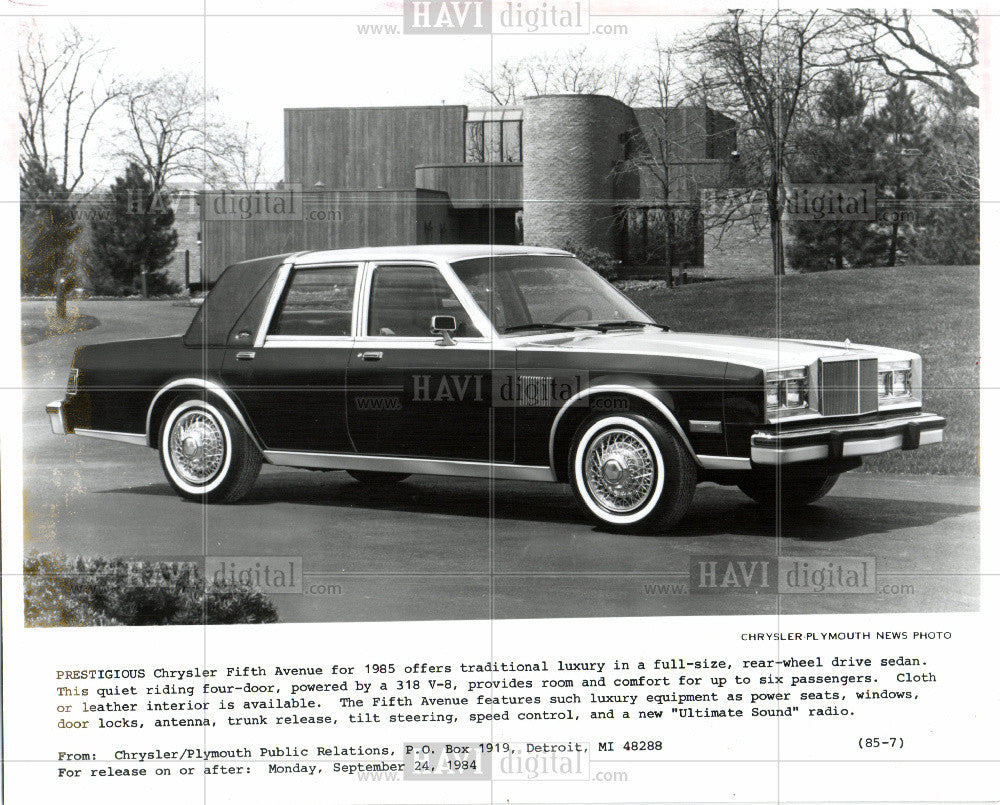 1985 Press Photo Chrysler Automobile 1985 - Historic Images