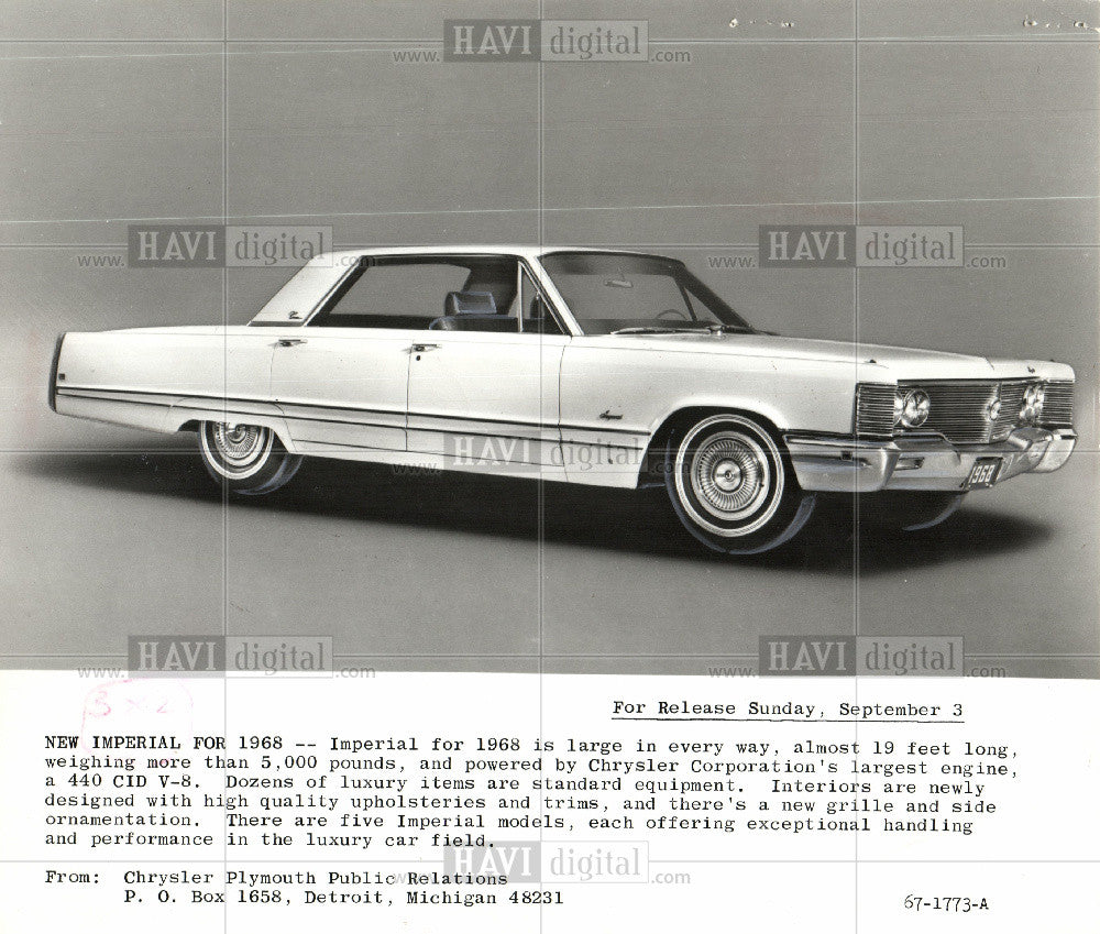 1968 Press Photo 1968 Chrysler Imperial - Historic Images