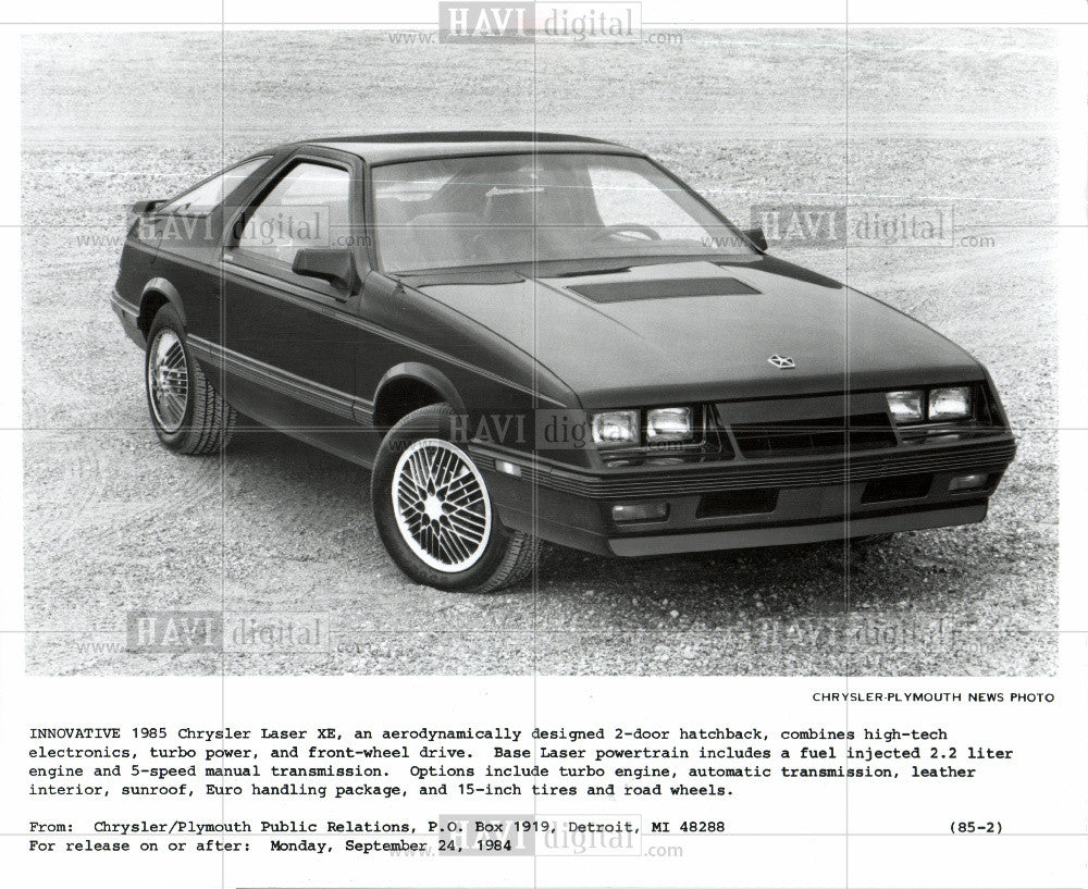 1984 Press Photo 1985 Chrysler Laser XE - Historic Images
