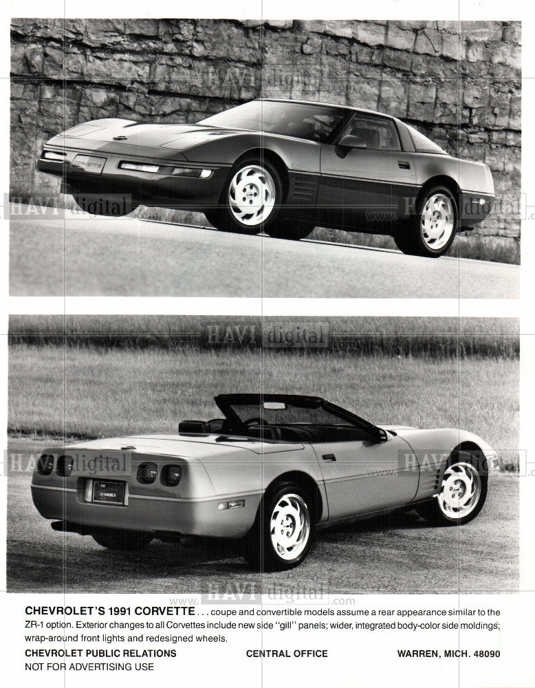 Press Photo CHEVROLET&#39;S 1991 CORVETTE coupe gill - Historic Images