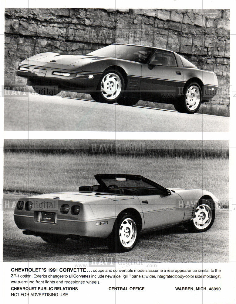 Press Photo CHEVROLET'S 1991 CORVETTE coupe gill - Historic Images
