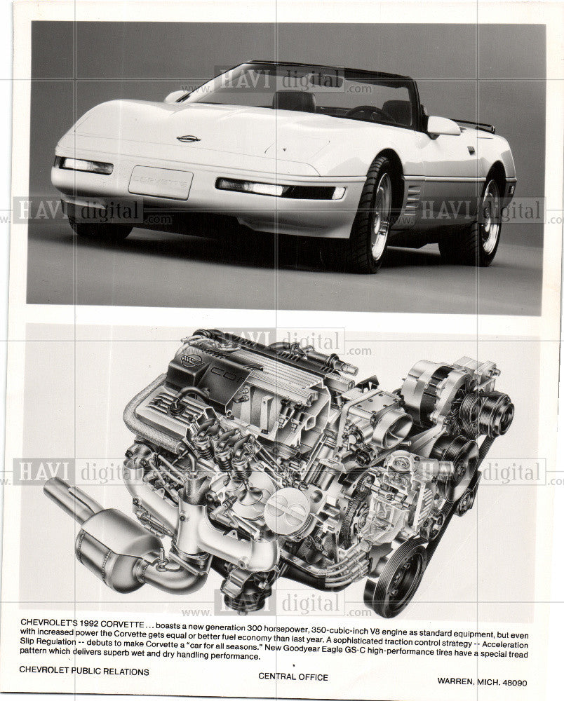 1992 Press Photo CHEVROLET 1992 CORVETTE - Historic Images