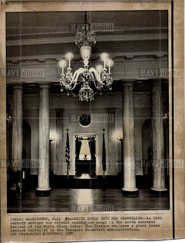 1970 Press Photo chandelier White House - Historic Images