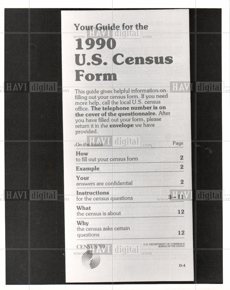 1990 Press Photo 1990 Census, handbook, guide - Historic Images