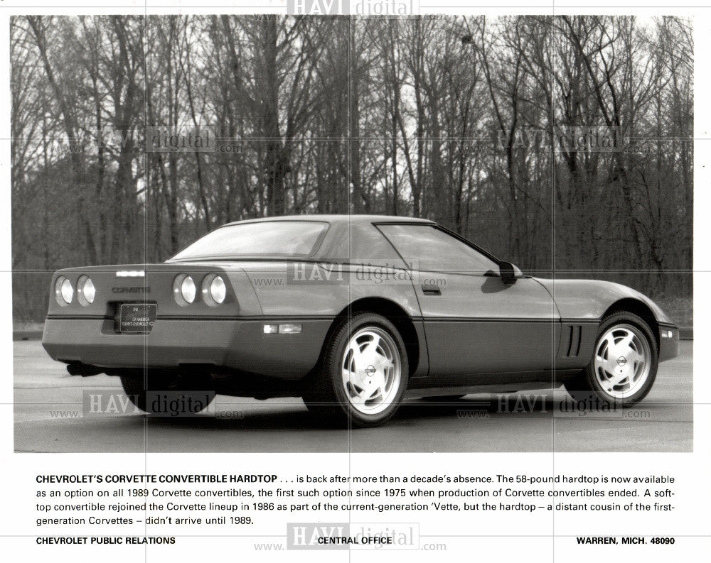 1989 Press Photo Chevrolet Corvette General Motors - Historic Images