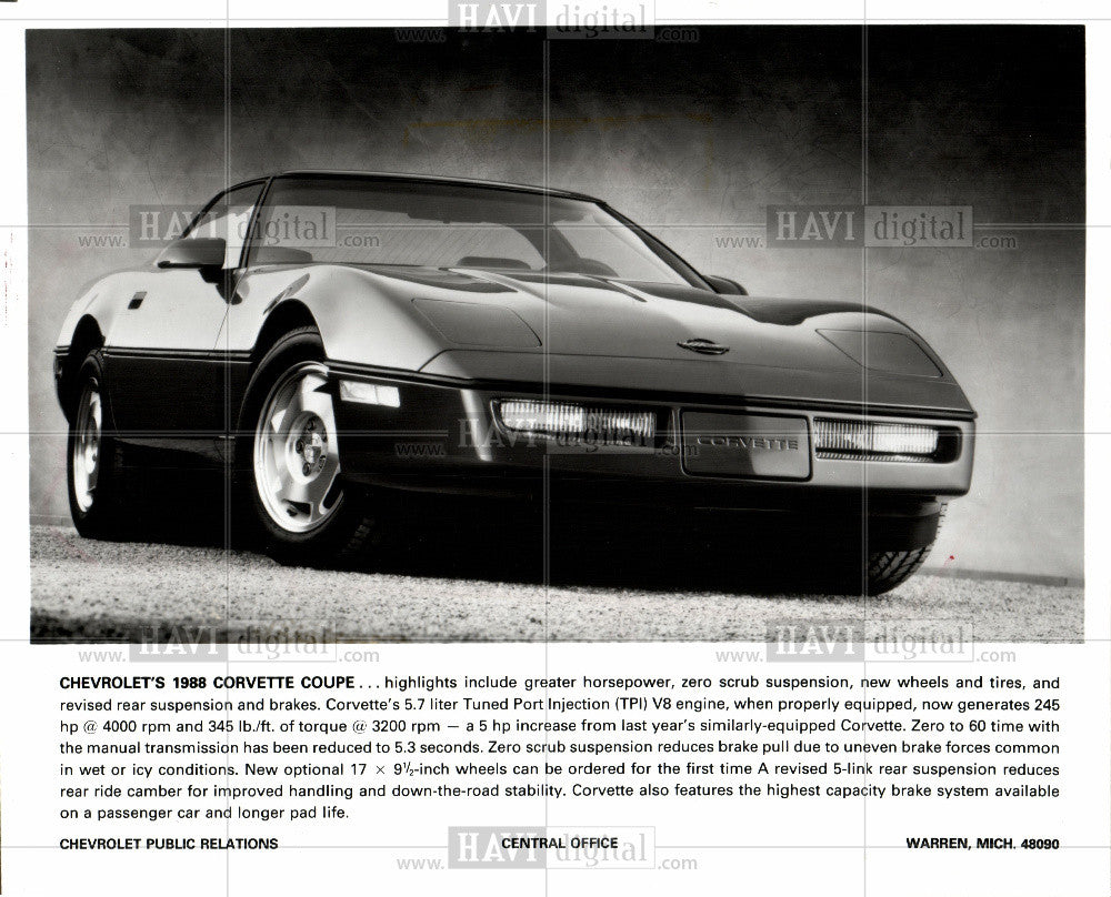 1991 Press Photo The Chevrolet Corvette (C2) sports car - Historic Images