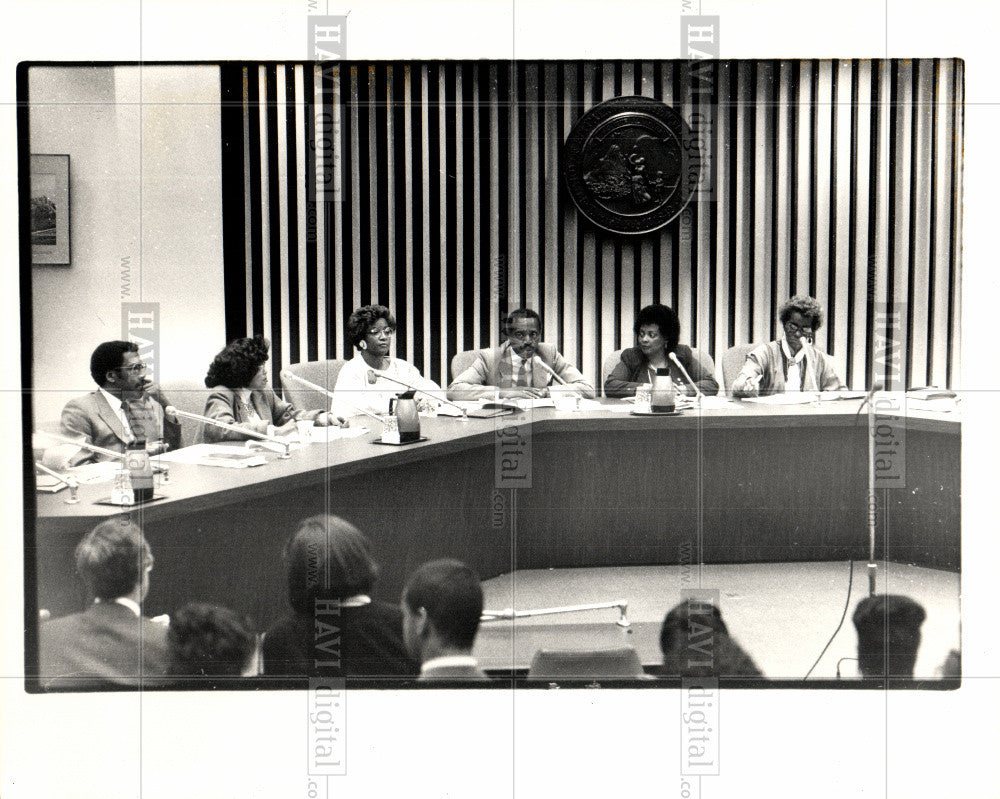 1987 Press Photo School Board meeting - Historic Images