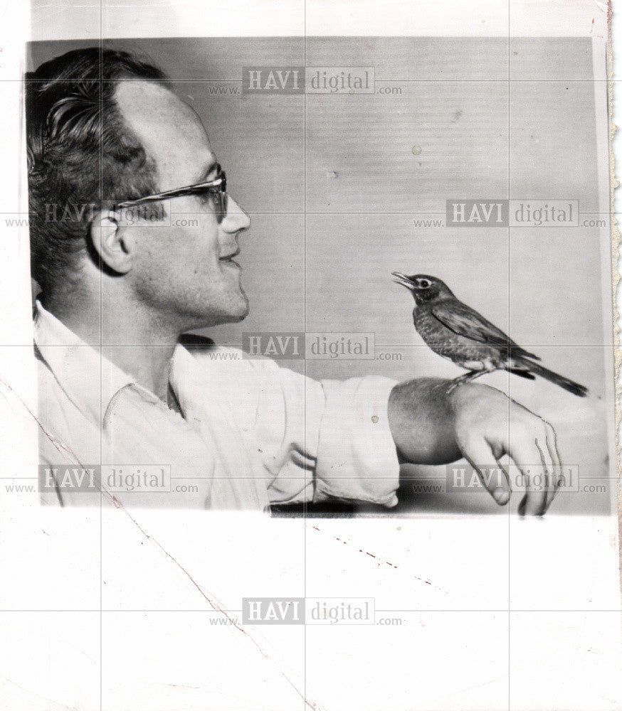 1957 Press Photo Charles Emery Bird Birds Robin Prison - Historic Images