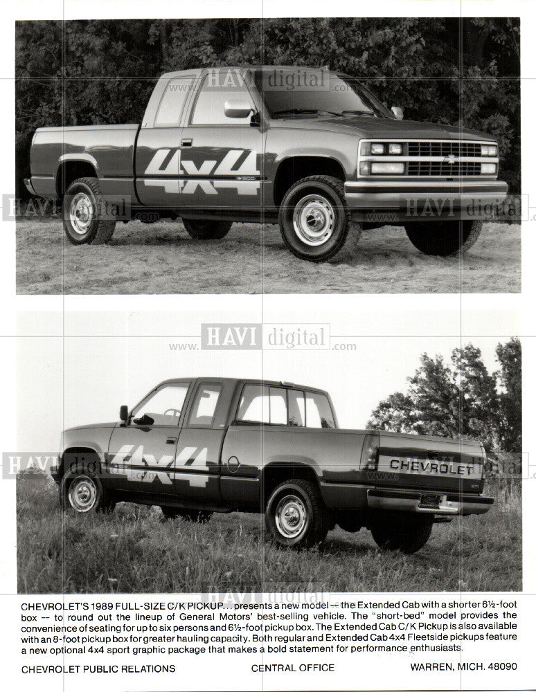 1989 Press Photo Chevrolet Trucks - Historic Images