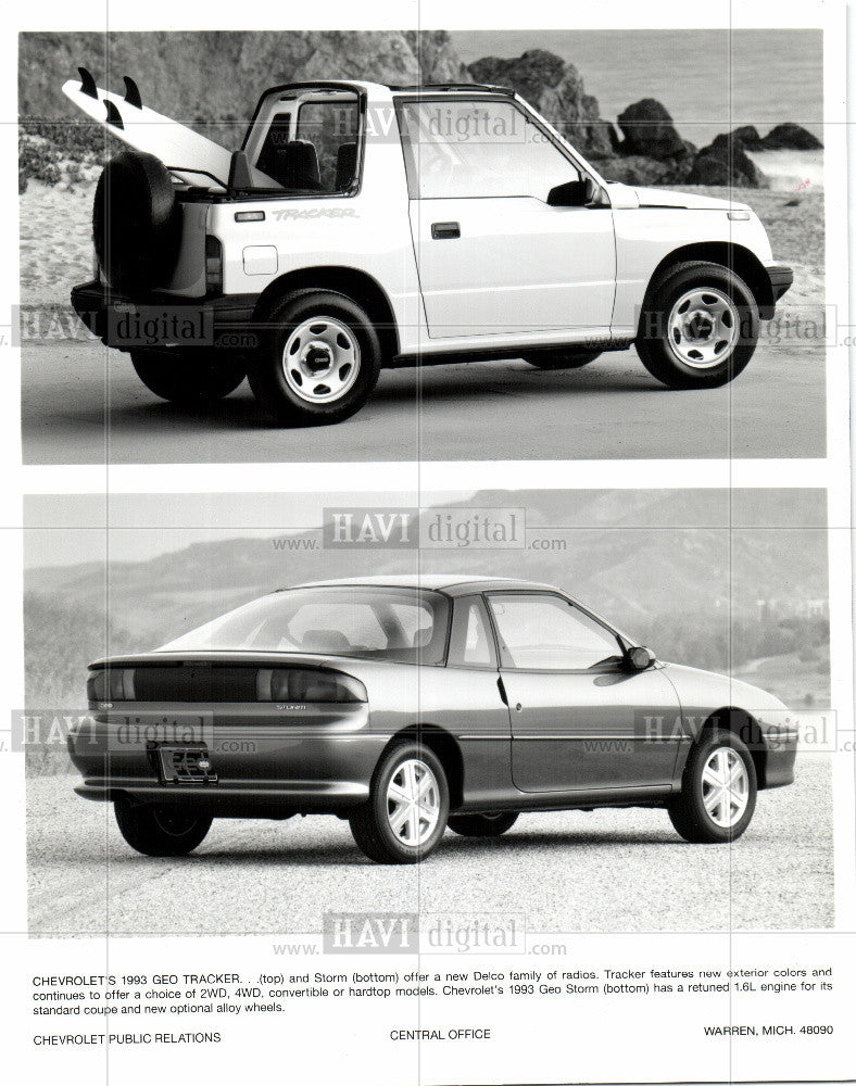 1993 Press Photo Chevrolet Geo Tracker Storm 1993 radio - Historic Images