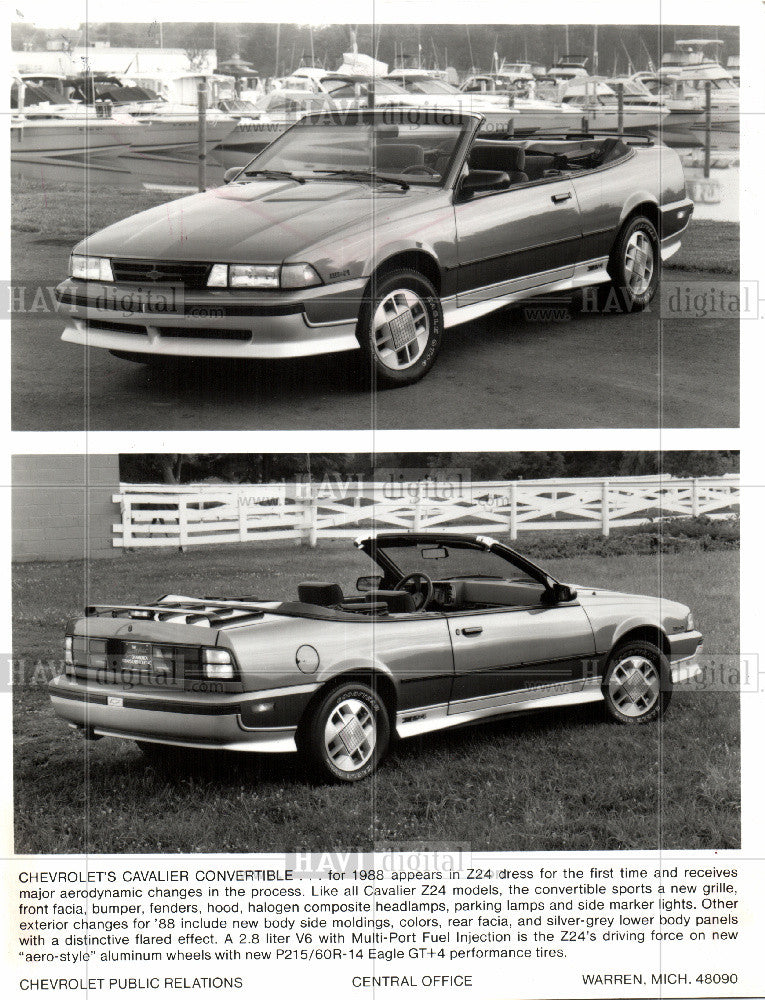 1987 Press Photo Chevrolet's Cavalier Convertible - Historic Images