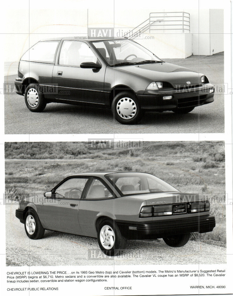 1992 Press Photo Chevrolet Geo Metro sedan Cavalier - Historic Images