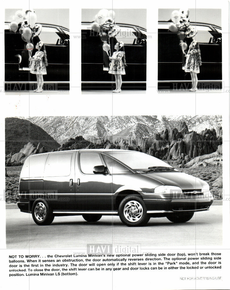 1993 Press Photo Chevy Lumina minivan auto sliding door - Historic Images