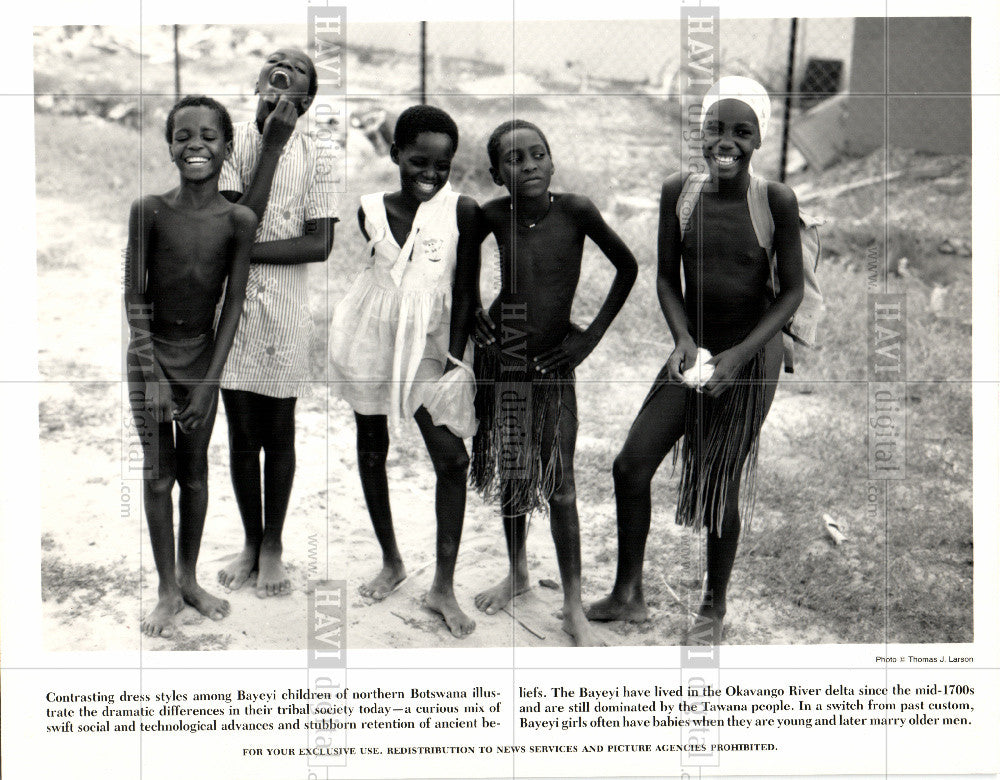 1988 Press Photo Bayeyi children, Botswana - Historic Images