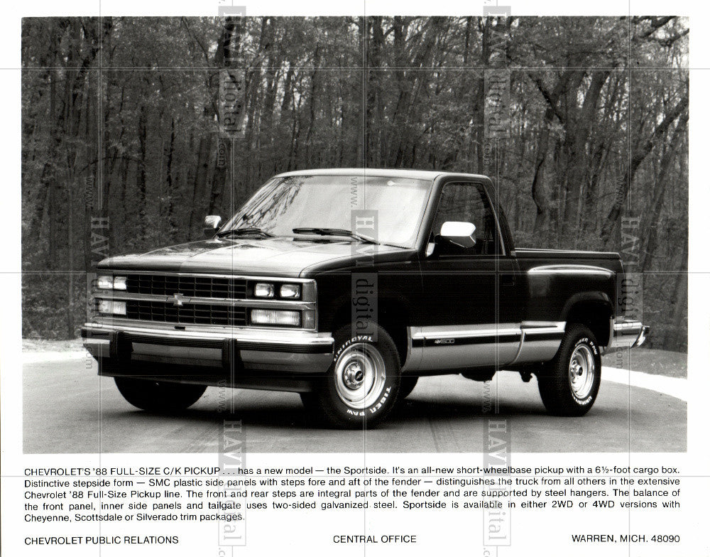 1988 Press Photo Chevrolet '88 Full-Size C/K Pickup - Historic Images