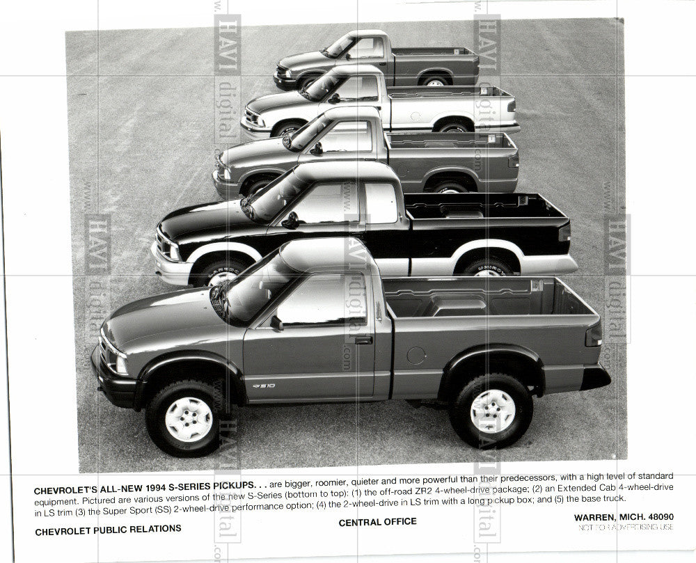 Press Photo Chevrolet , 1994 S Series Pickups 1994 - Historic Images