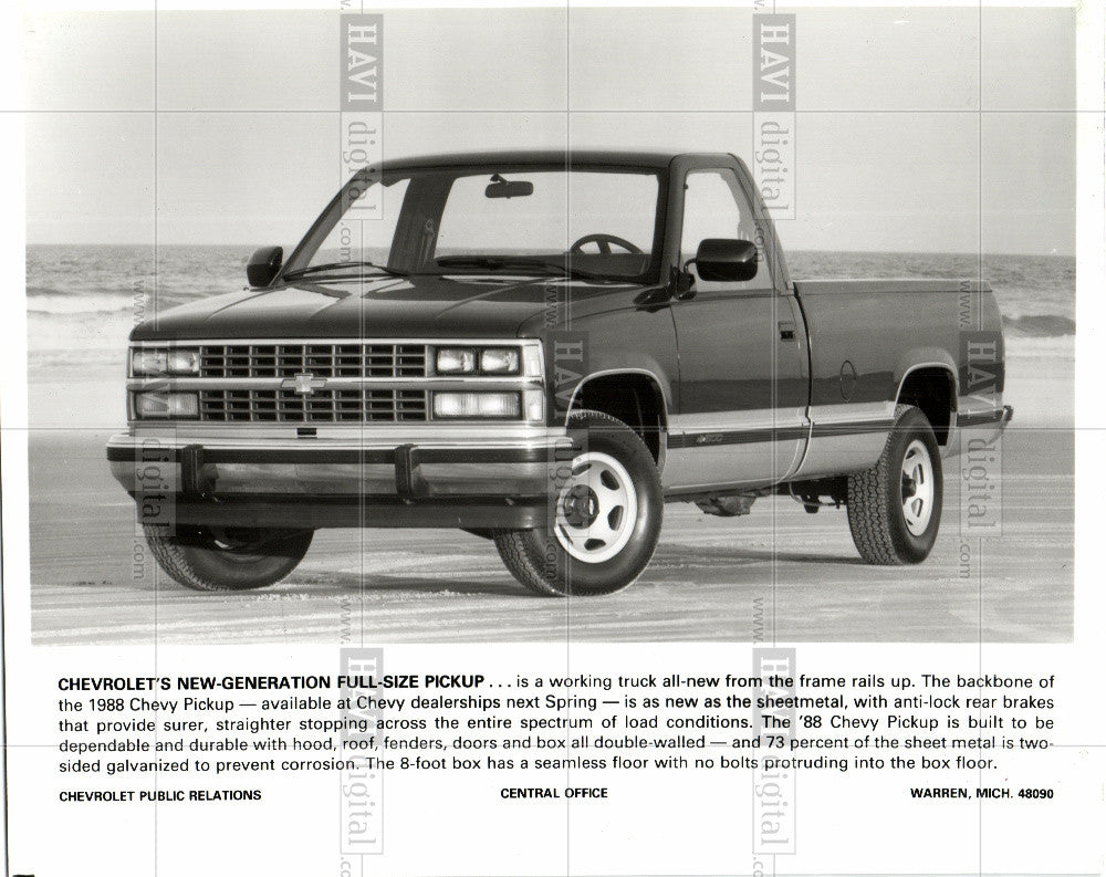 1987 Press Photo 1988 Chevrolet Pickup Truck - Historic Images