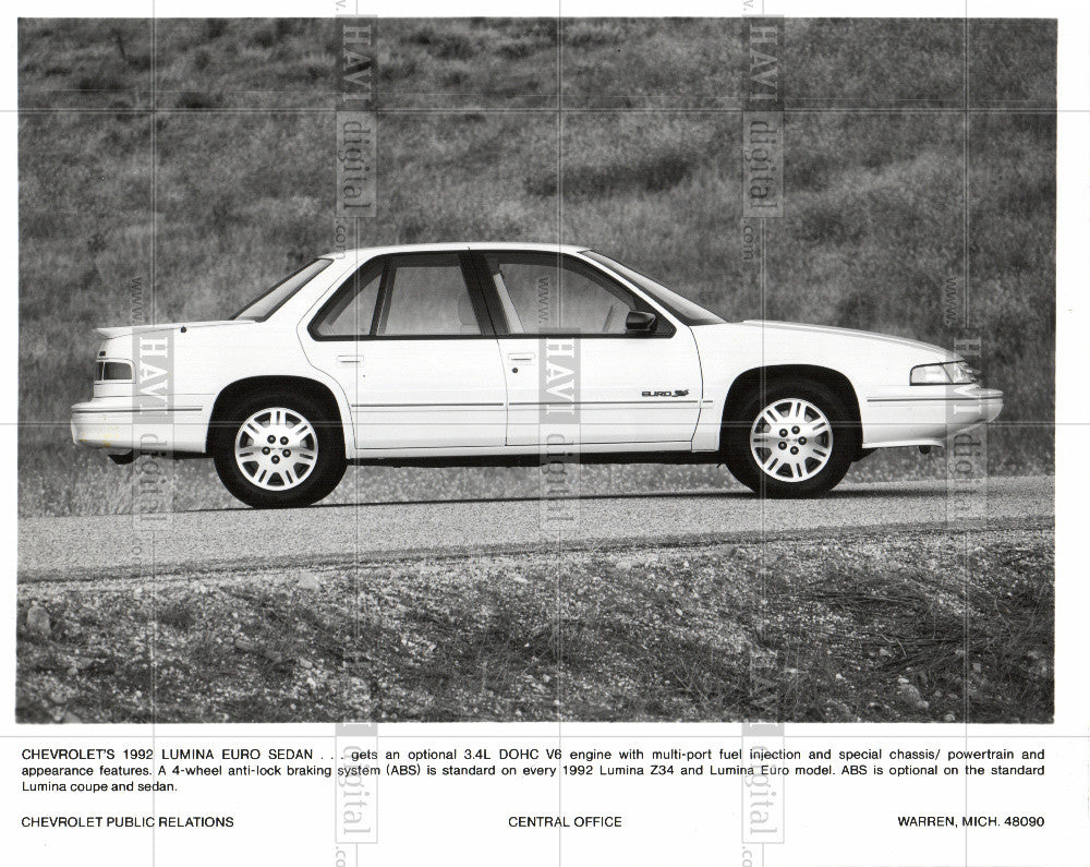 1991 Press Photo Chevrolet Lumina 1992 Euro Sedan - Historic Images