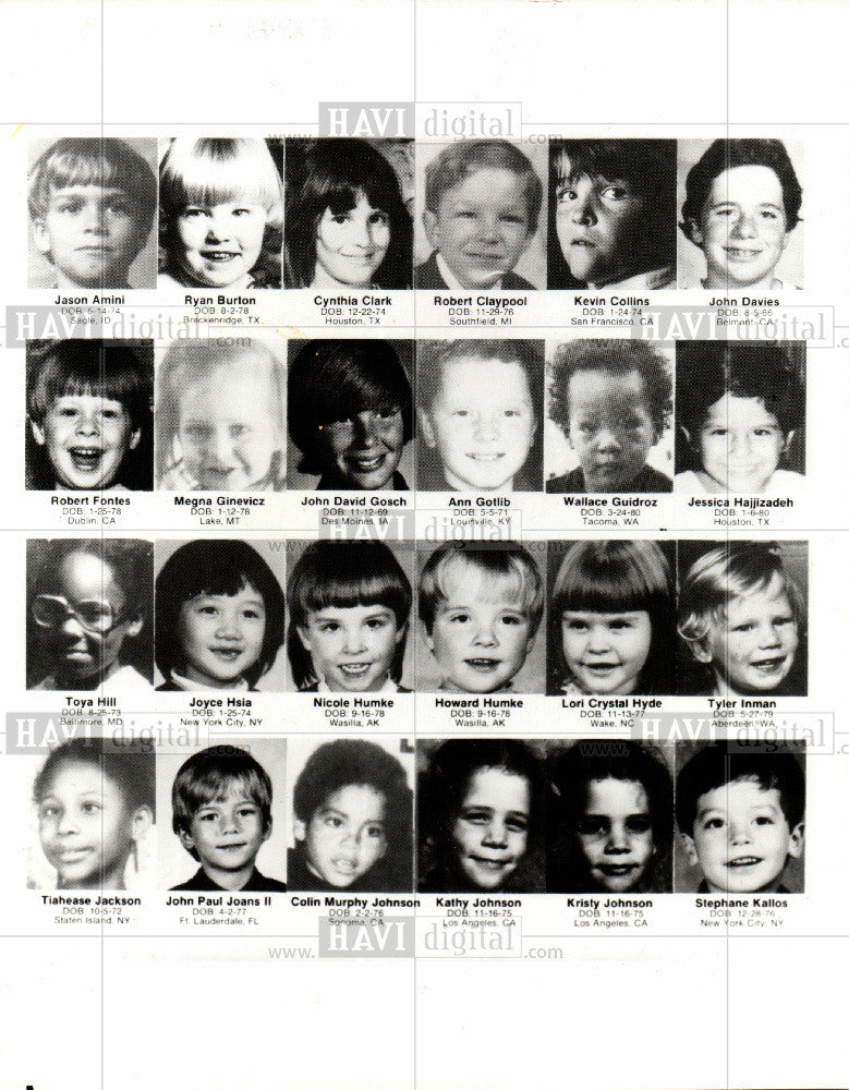 1984 Press Photo missing children, CHILD FIND - Historic Images