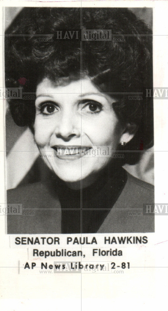 1984 Press Photo Senator Paula Hawkins Republican - Historic Images