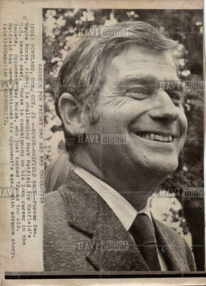 1972 Press Photo Wayne Lyman Morse - Historic Images