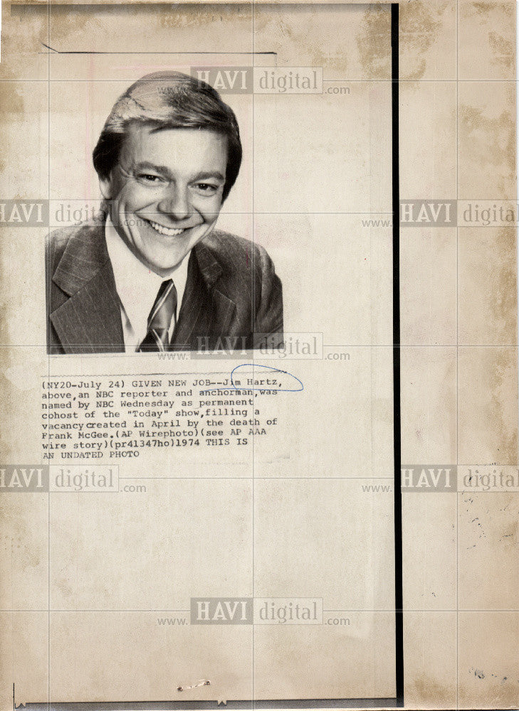 1974 Press Photo Jim Hartz - Television personality - Historic Images