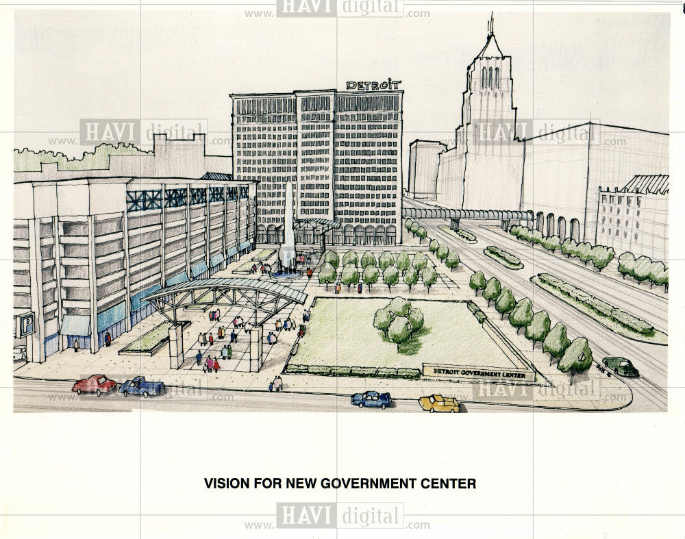 Press Photo Plans for Detroits new Gov&#39;t center - Historic Images