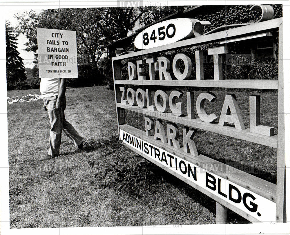 1977 Press Photo Detroit City Employee Strikes Picket - Historic Images