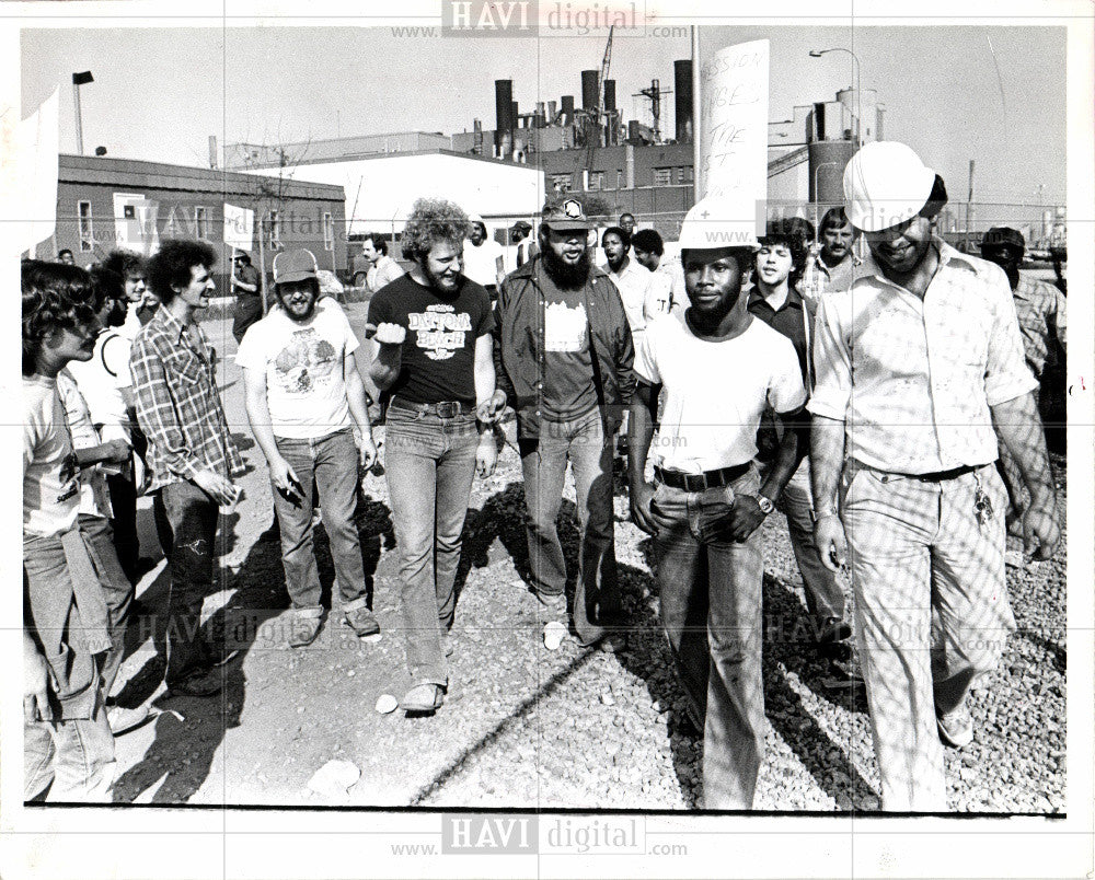 1980 Press Photo Detroit city workers on strike - Historic Images