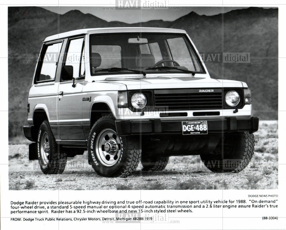 1988 Press Photo Dodge - Historic Images