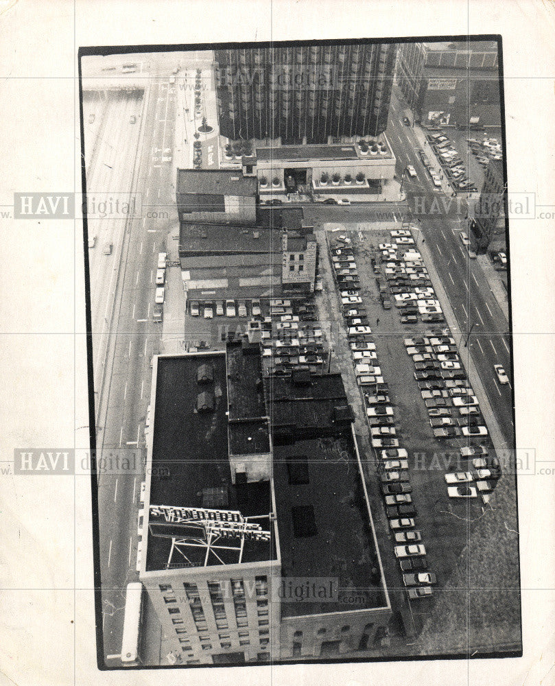 Press Photo Downtown Scene Aerial - Historic Images