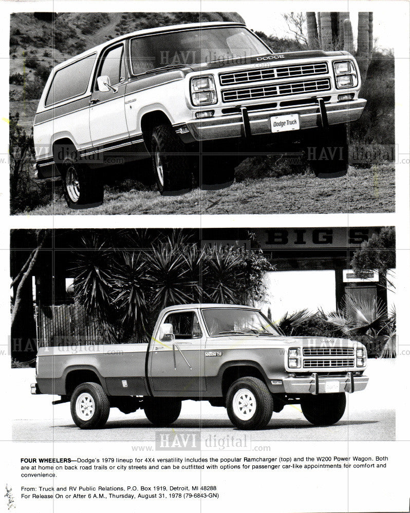 1978 Press Photo Dodge Ramcharger W200 Power Wagon 1979 - Historic Images