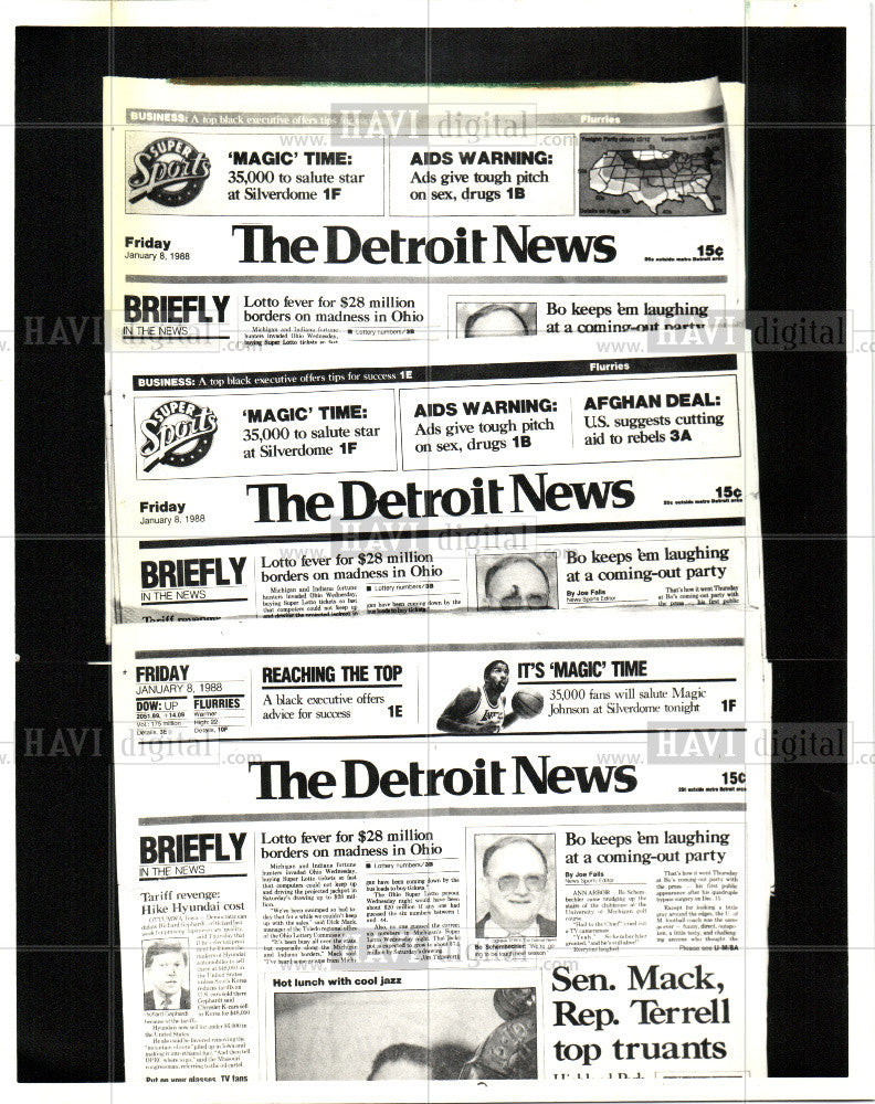 1988 Press Photo Detroit News Laker Magic Johnson - Historic Images