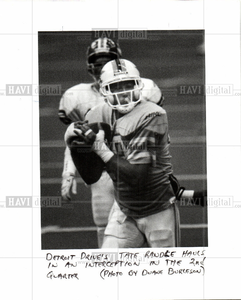 1992 Press Photo Detroit Drive Tate Randle Football - Historic Images