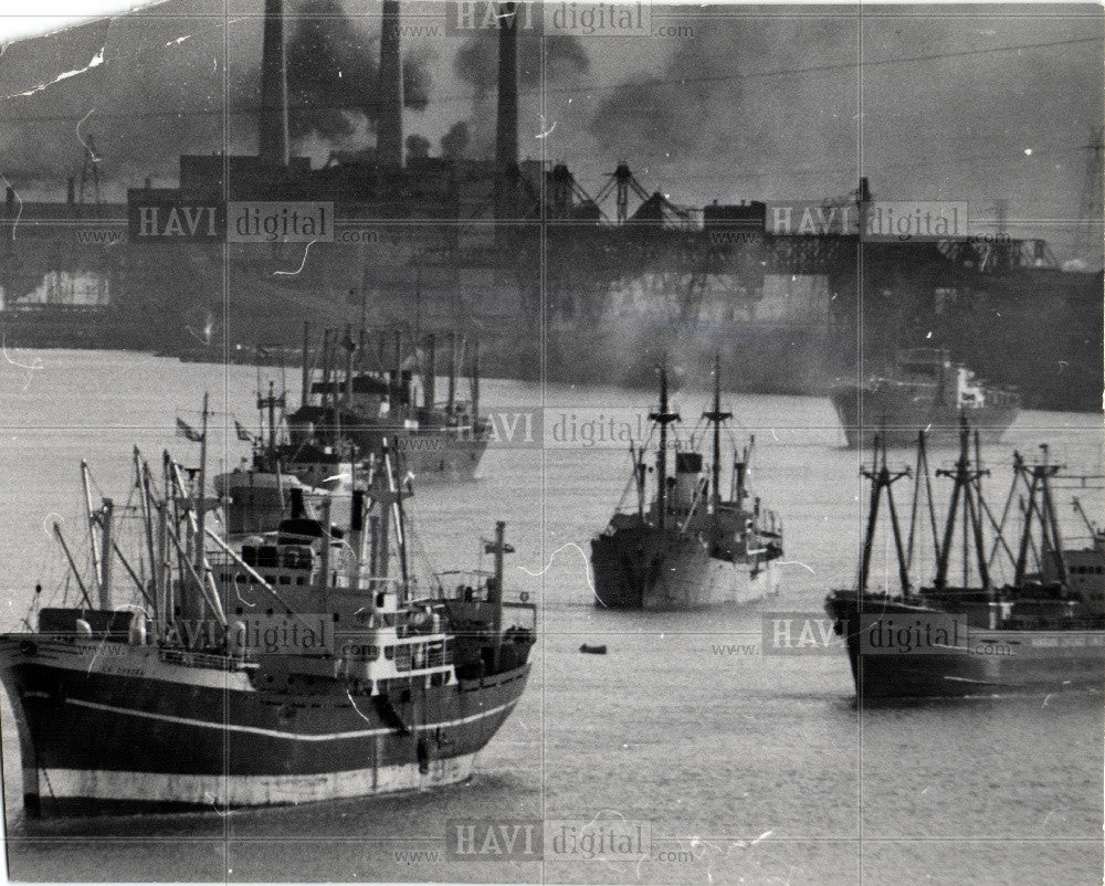 1959 Press Photo shipping Detroit River MI Great Lakes - Historic Images
