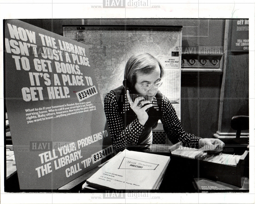 1986 Press Photo Detroit public library tip service - Historic Images