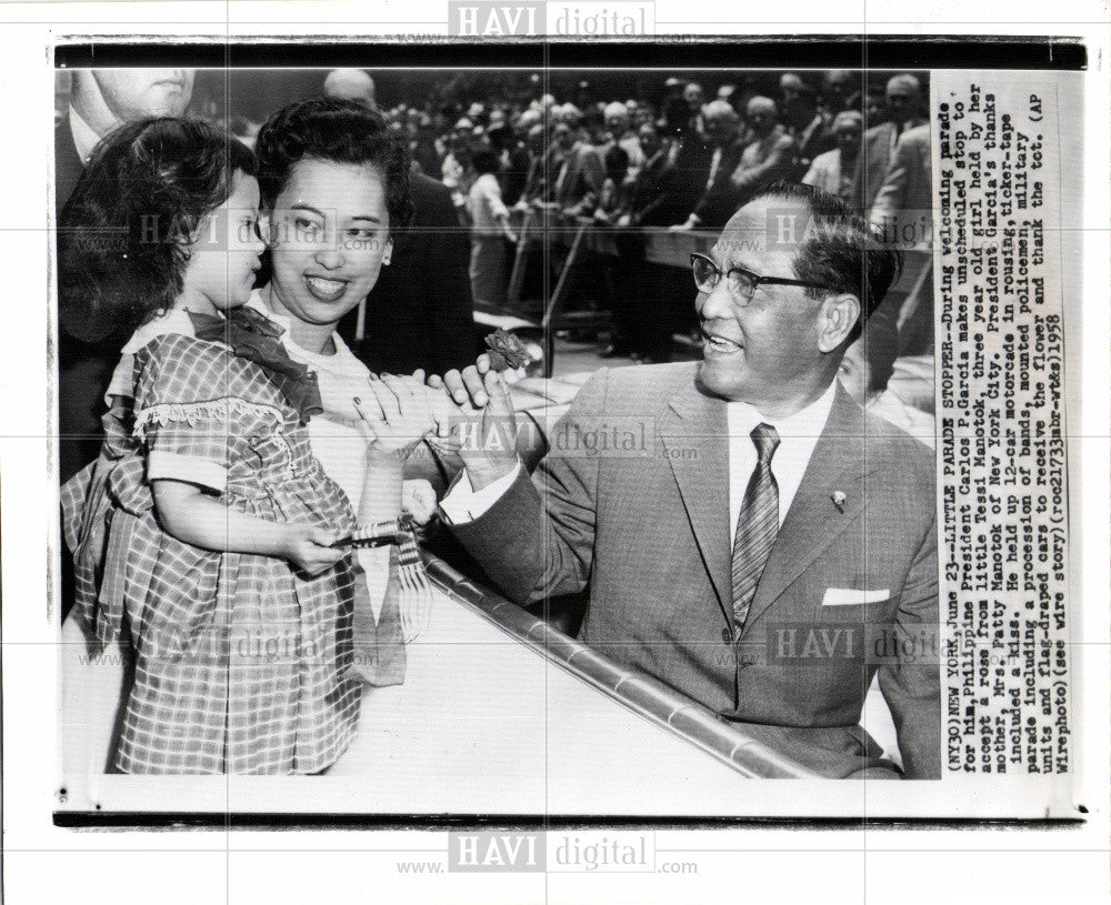 1958 Press Photo Carlos P. Garcia President Philippines - Historic Images