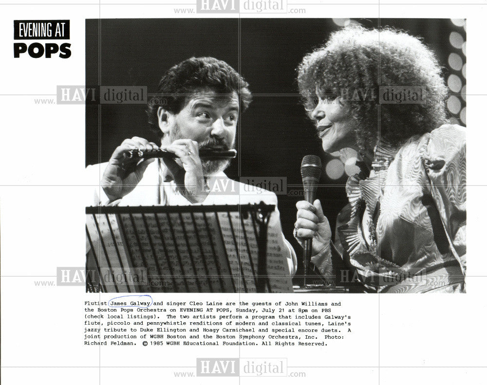 1986 Press Photo James Galway Cleo Laine Boston Pops - Historic Images