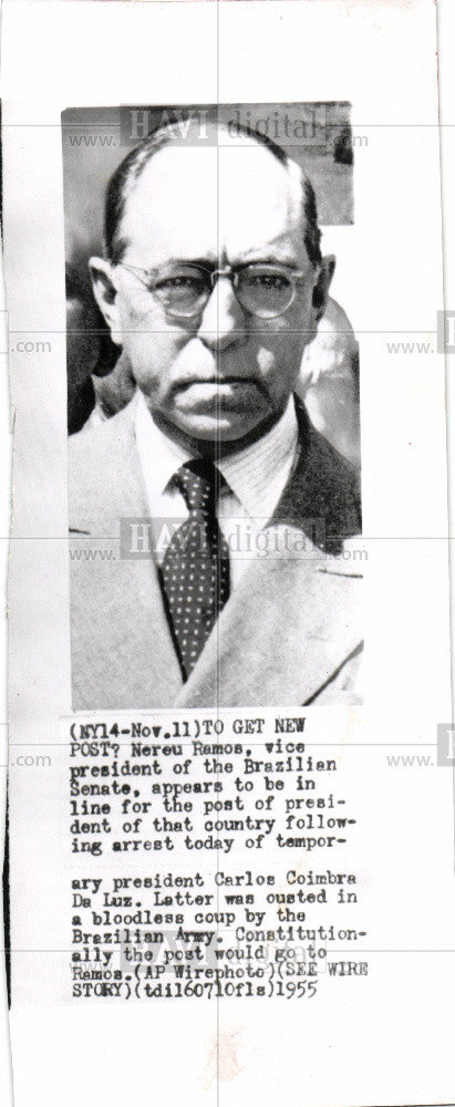 1958 Press Photo NereuRamos,Vice Pres. Brazilian Senate - Historic Images