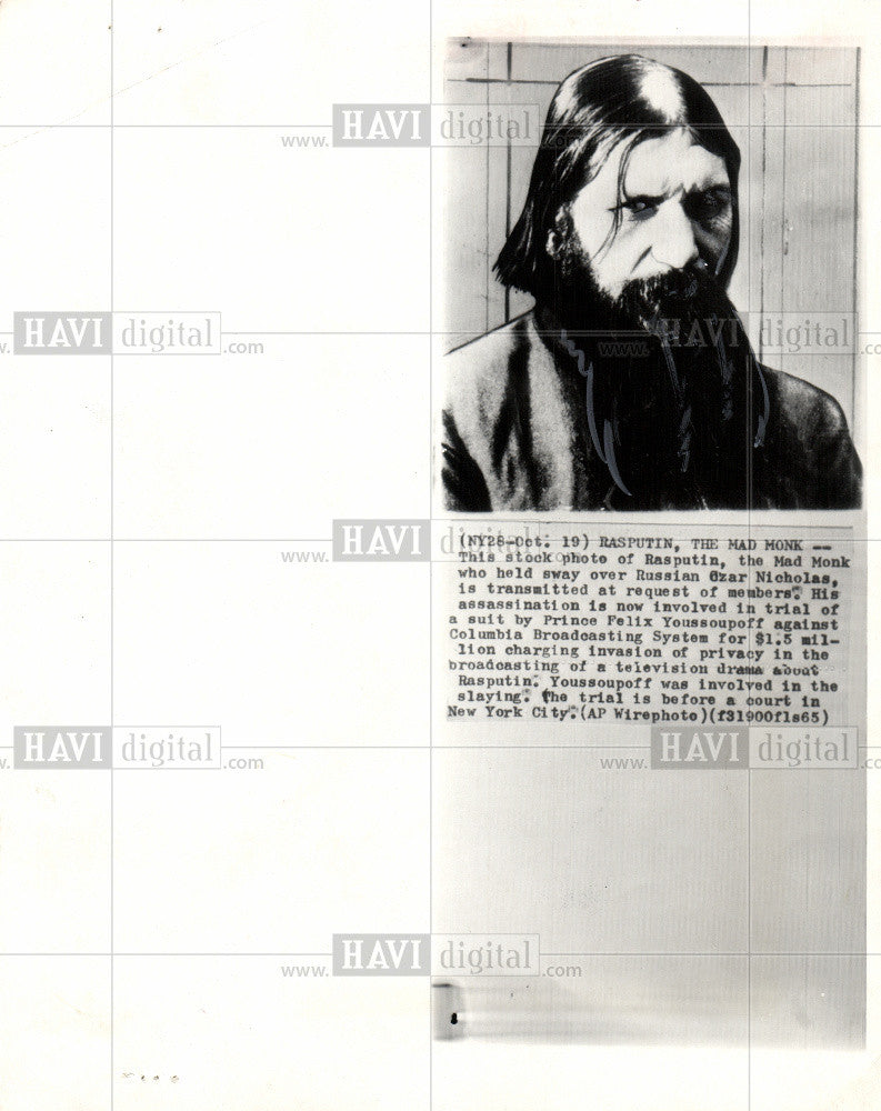 1965 Press Photo Grigori Rasputin - Historic Images