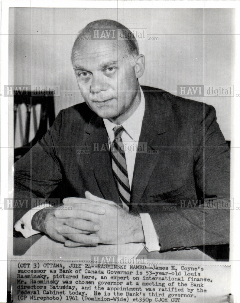 1961 Press Photo Bank of Canada Louis Rasminksky Gov - Historic Images