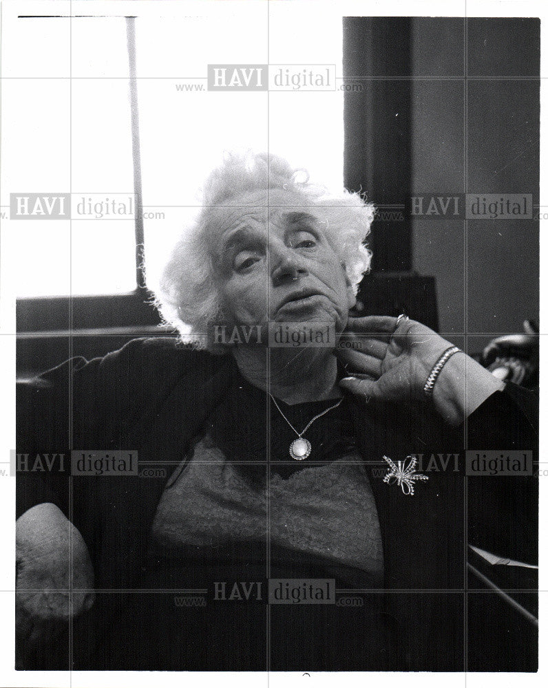 1956 Press Photo Old Woman Sitting at Desk - Historic Images