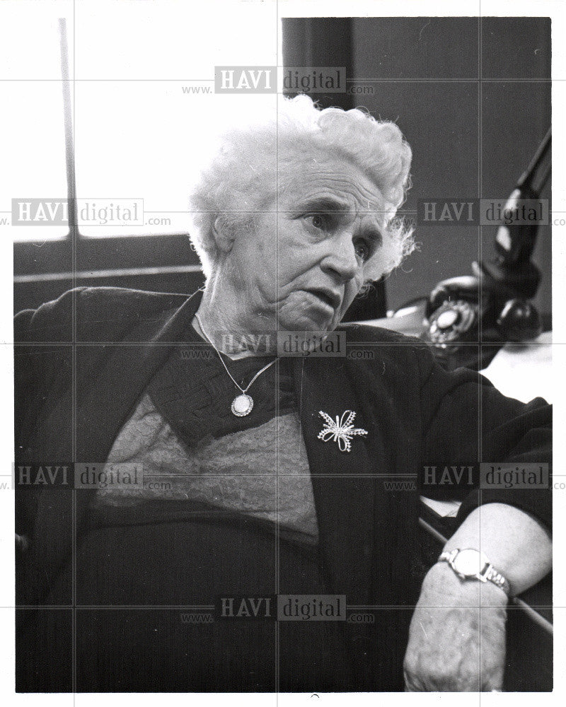 1956 Press Photo Old Woman Sitting at Desk - Historic Images