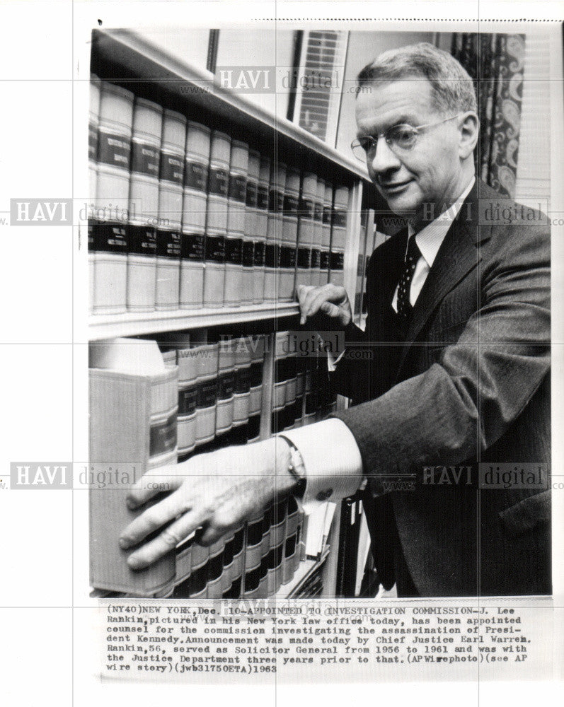 1963 Press Photo J. Lee Rankin New York law office - Historic Images