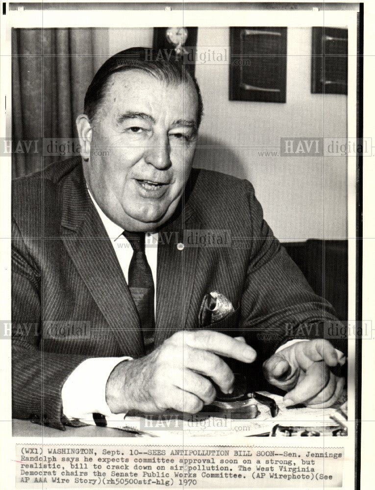 1970 Press Photo Jennings Randolph Senator WV Democrat - Historic Images