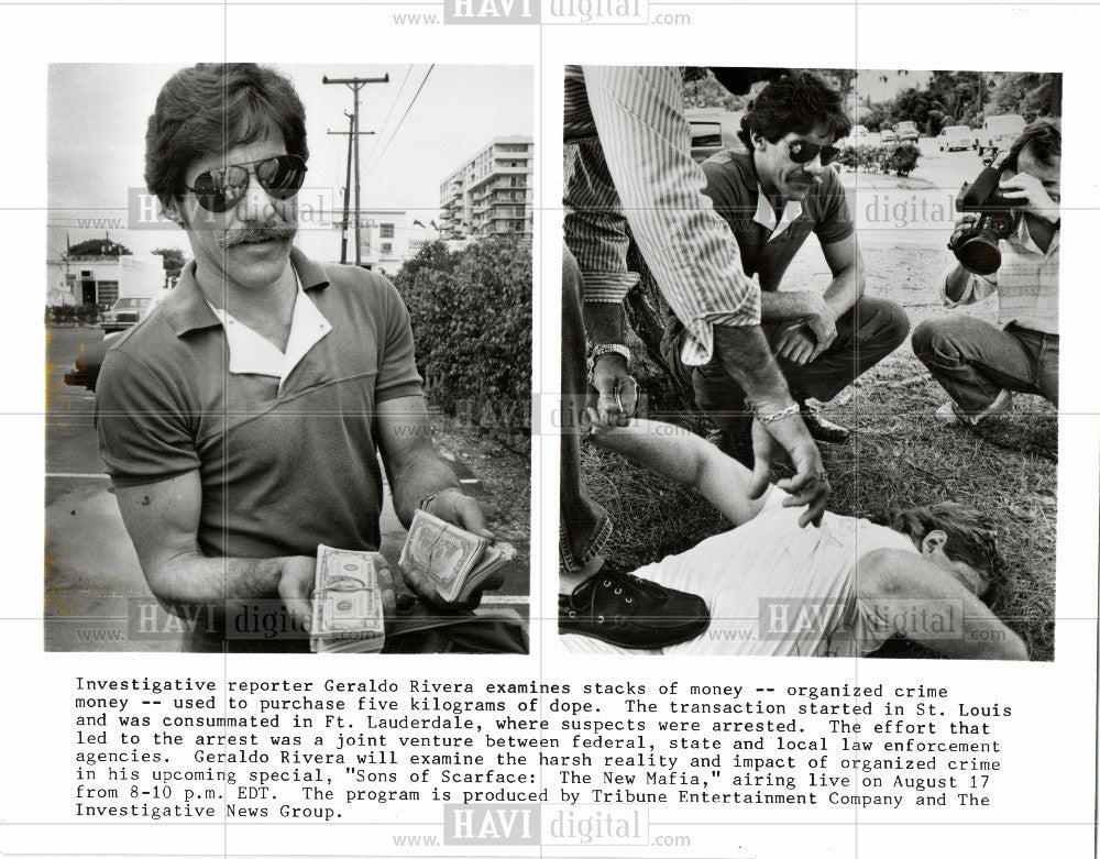 1987 Press Photo Geraldo Rivera Investigative Reporter - Historic Images