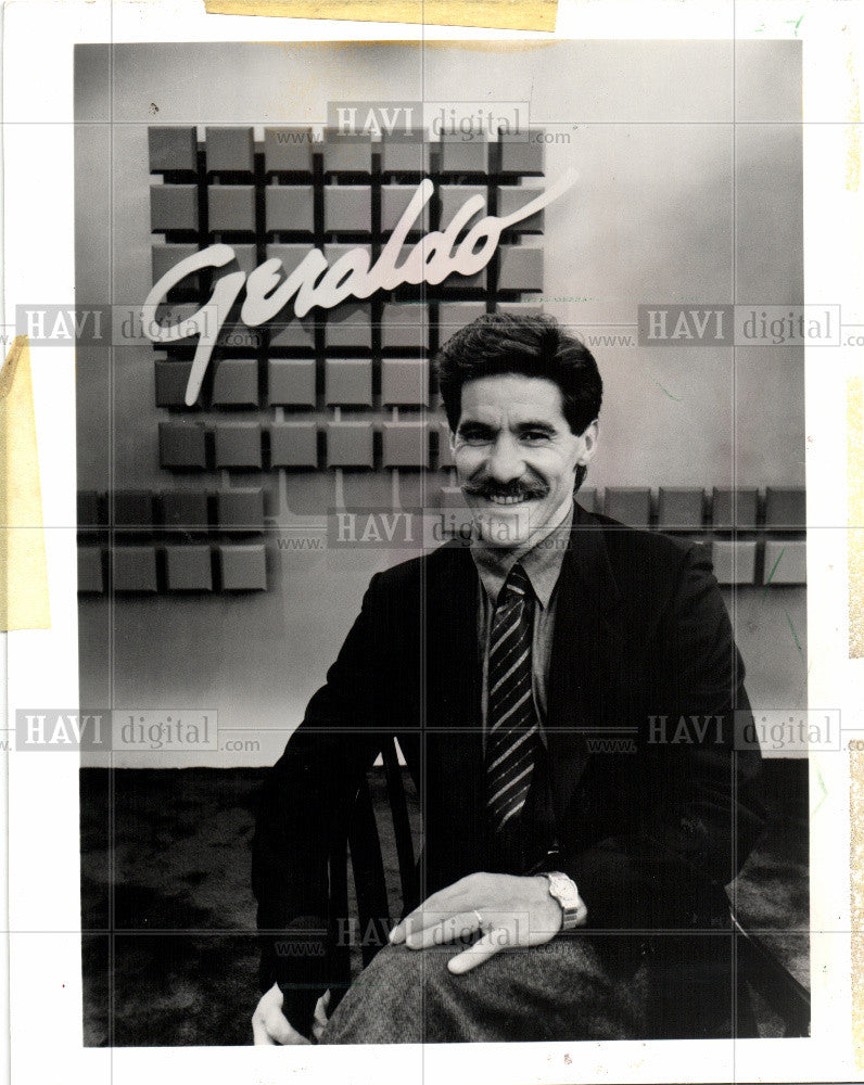 1987 Press Photo Geraldo Rivera Journalist Writer Host - Historic Images