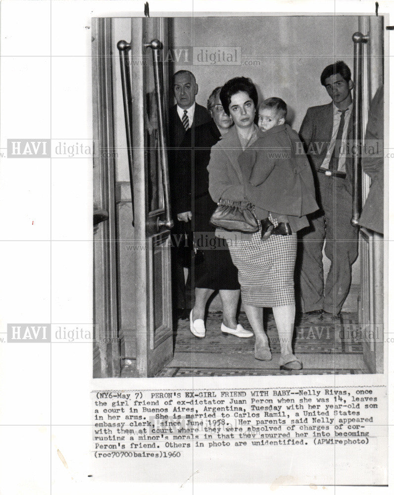 1960 Press Photo Nelly Rivas child mistress Juan Peron - Historic Images