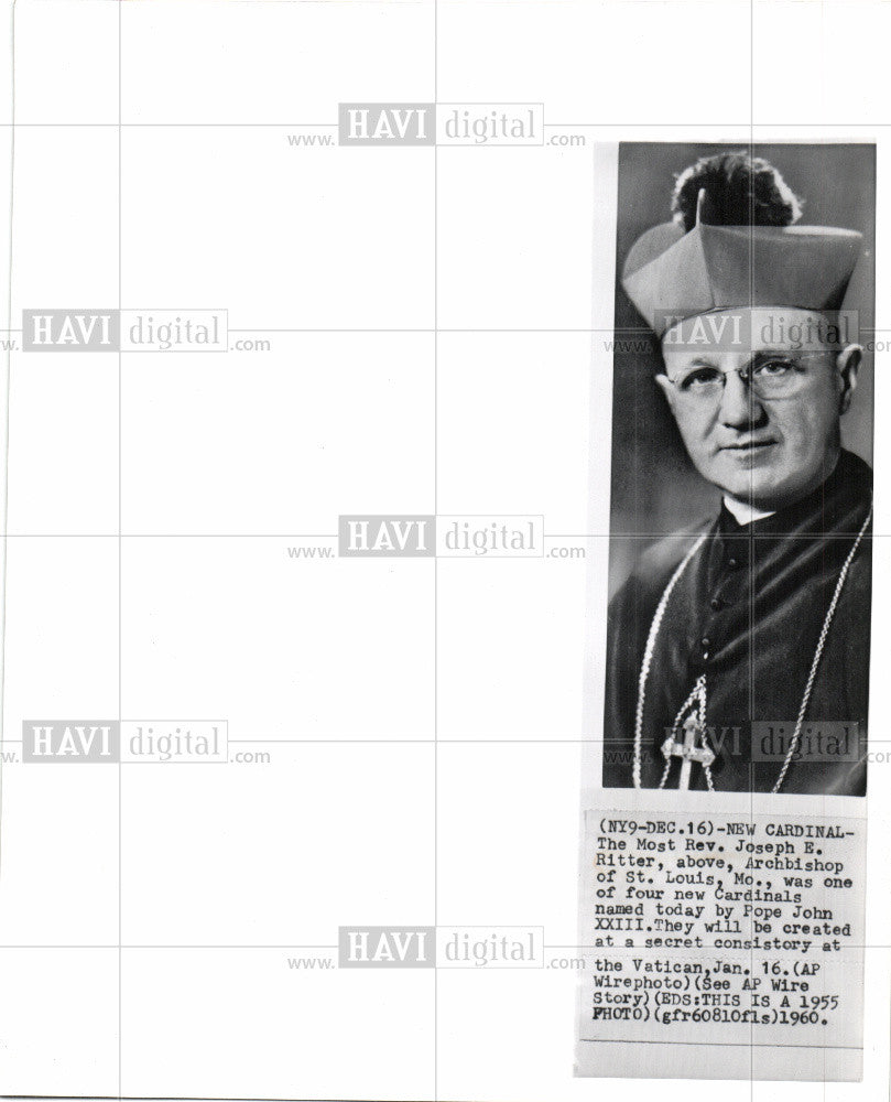 Rev. Joseph E Ritter, Archbishop 1960 Vintage Photo Print - Historic Images