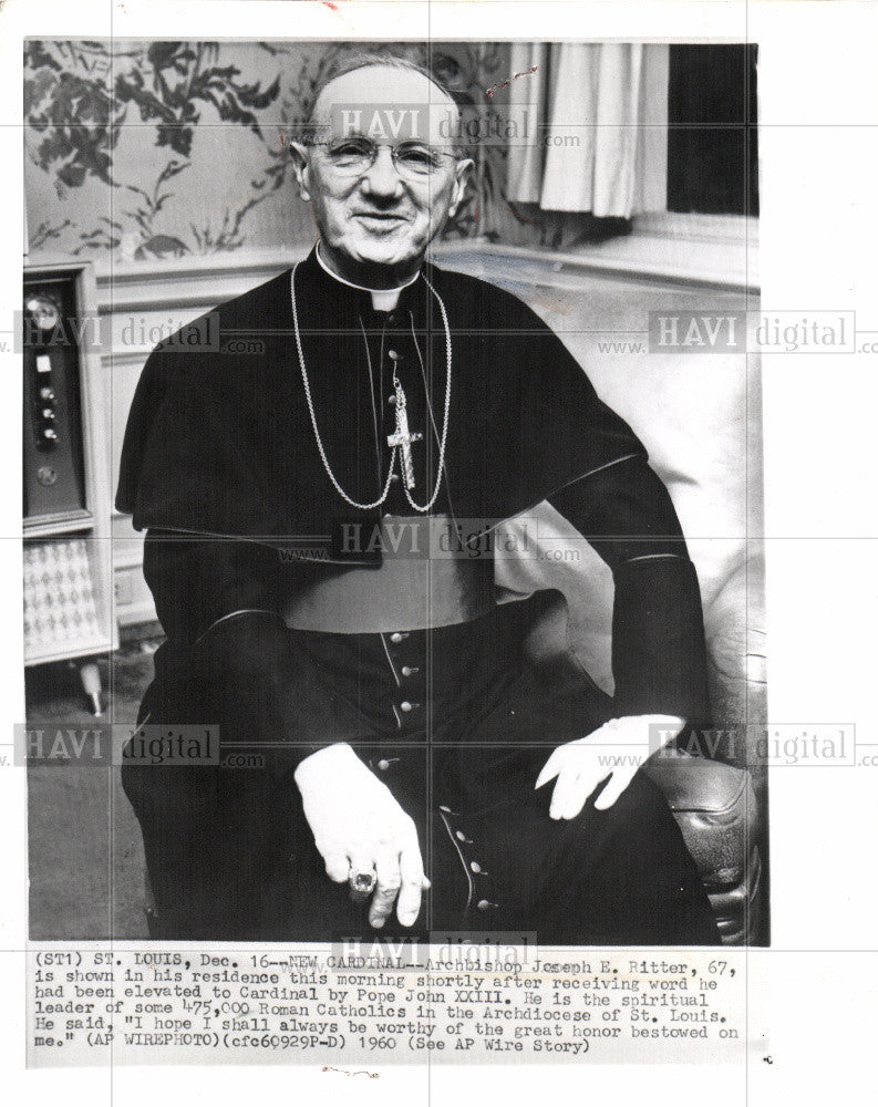 1960 Press Photo Joseph Ritter Catholic cardinal bishop - Historic Images